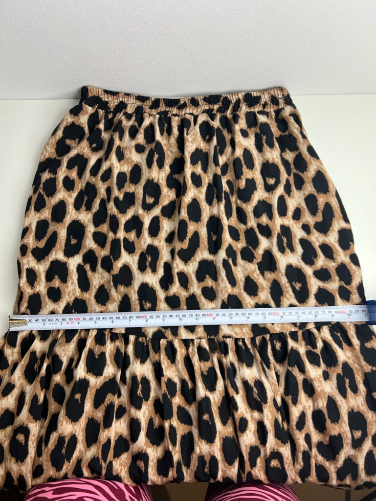 Tiered Skirt from Frankie's Melbourne One Size 8-14 Elastic Waist Leopard Print Brown & Black in Great Condition
