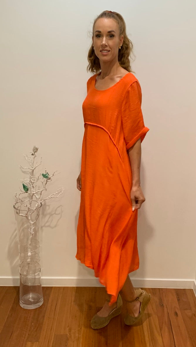 Panel Dress in Bright Orange - Willow Tree