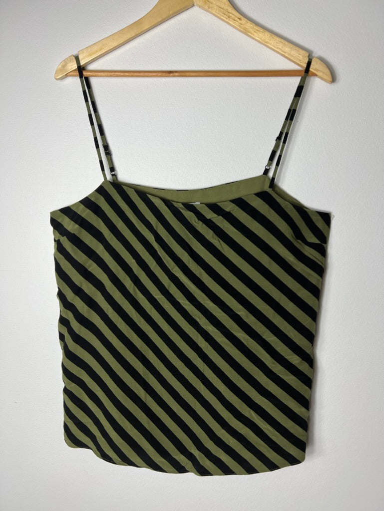 Decjuba Camisole Size 14 Olive/Black Stripes - New with Tags