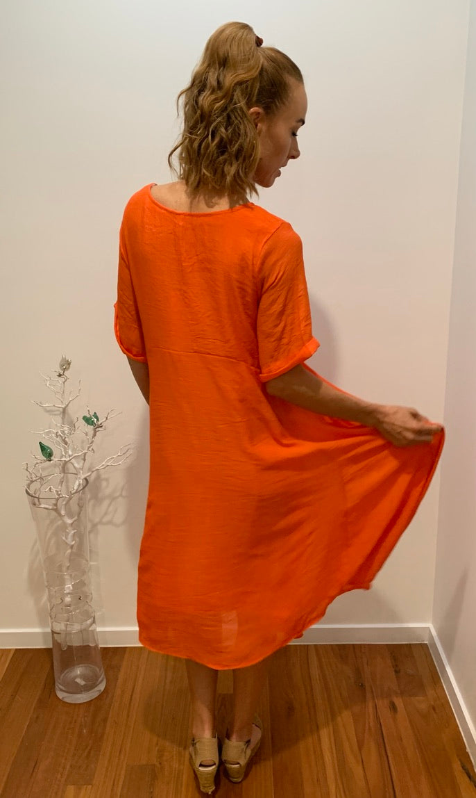 Panel Dress in Bright Orange - Willow Tree