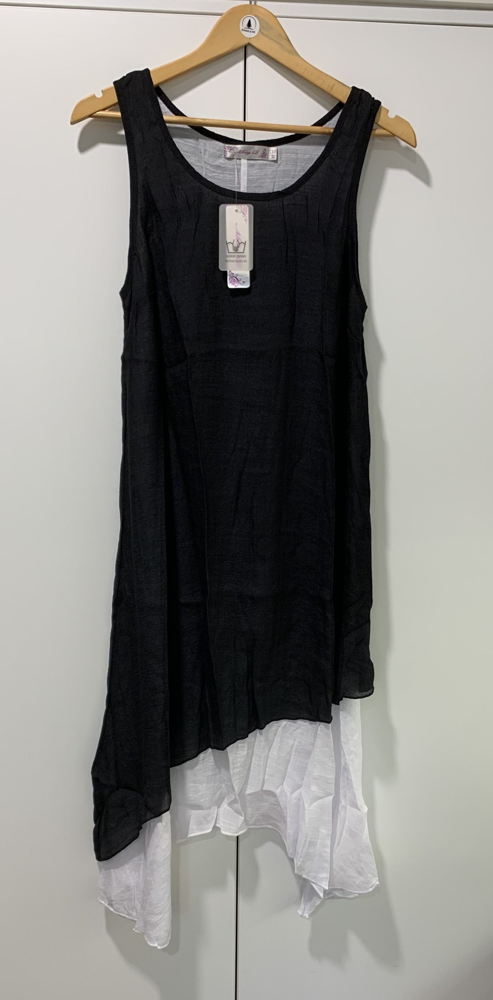 Contrast Layer Singlet Dress in Black on White - Mix & Match