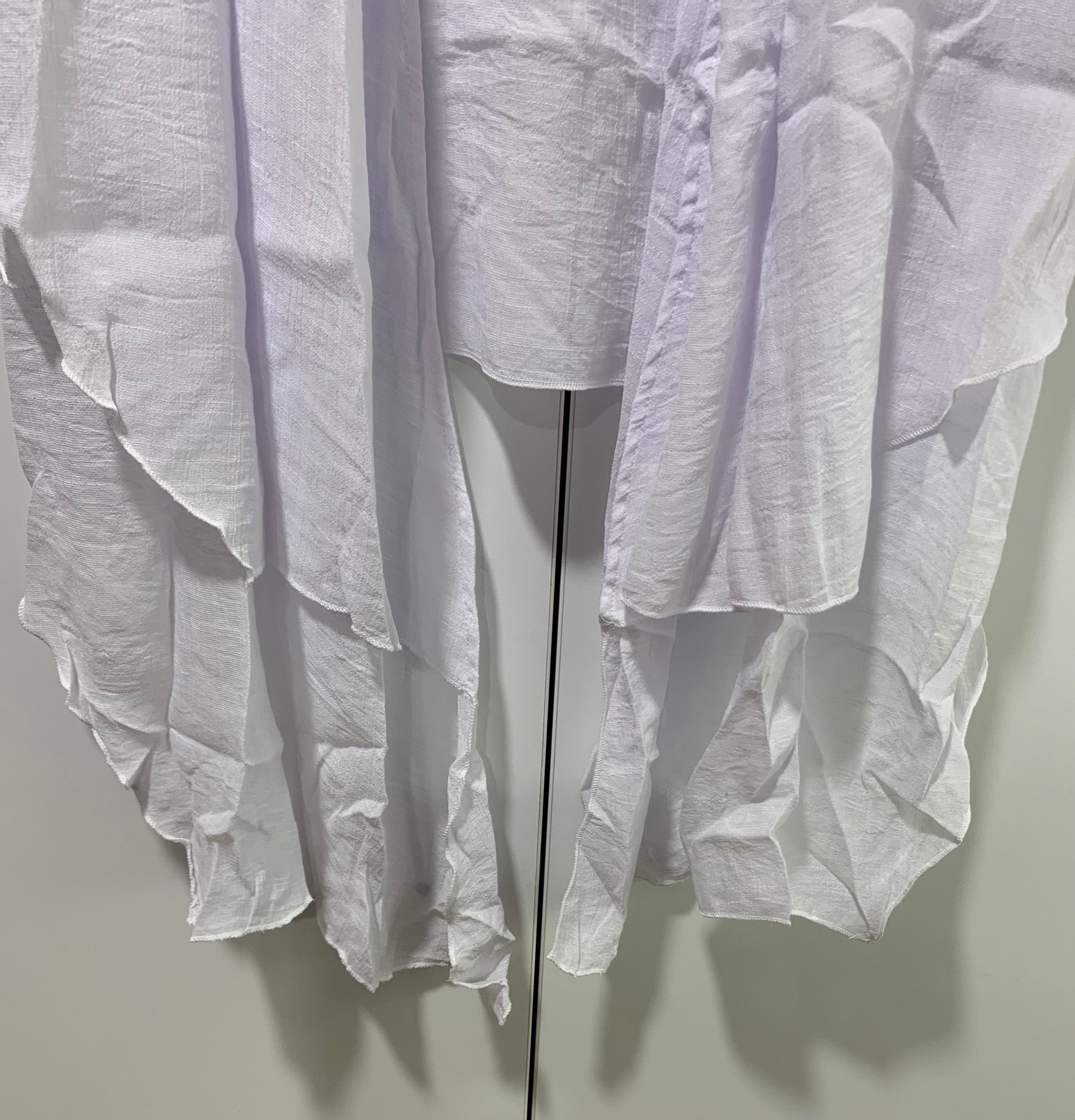 White Cotton Blend Layered Open Cardigan in Super White Colour