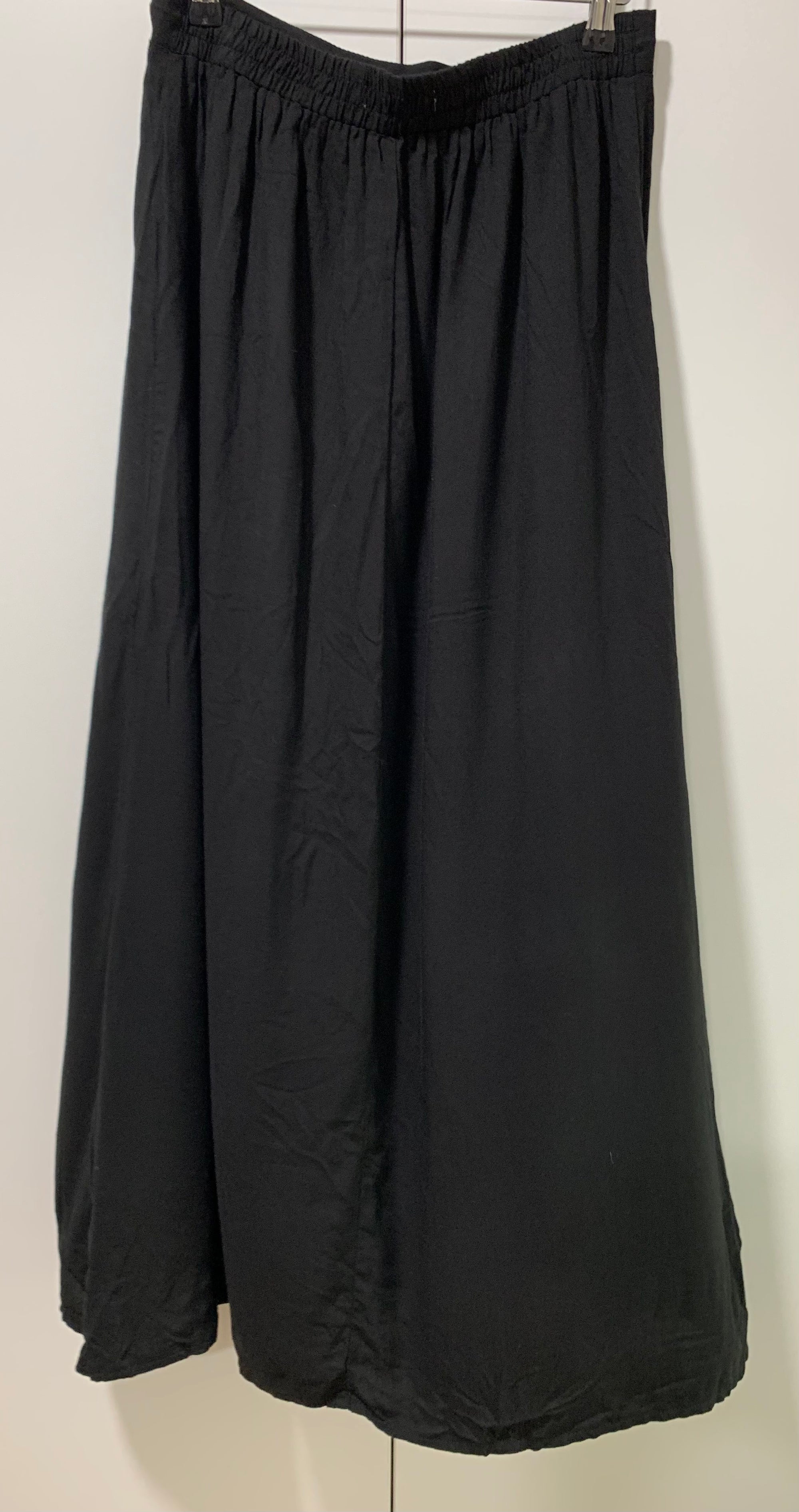A-Line Skirt in Black with Drawstring Waist Ankle Length & Flattering Fall