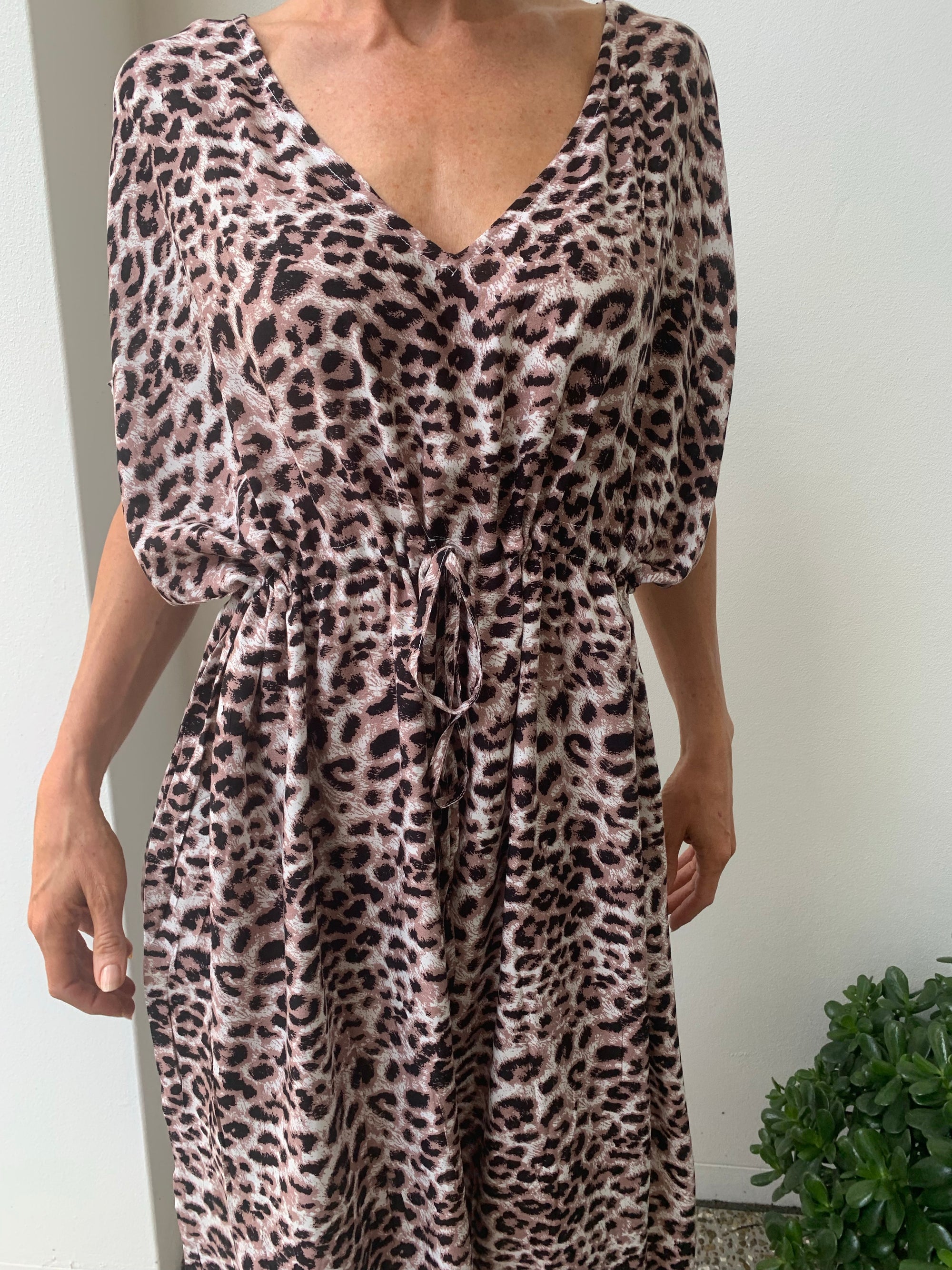 Leopard Dress with Tie Waist from Scandi & Me - One size fits 10 - 16
