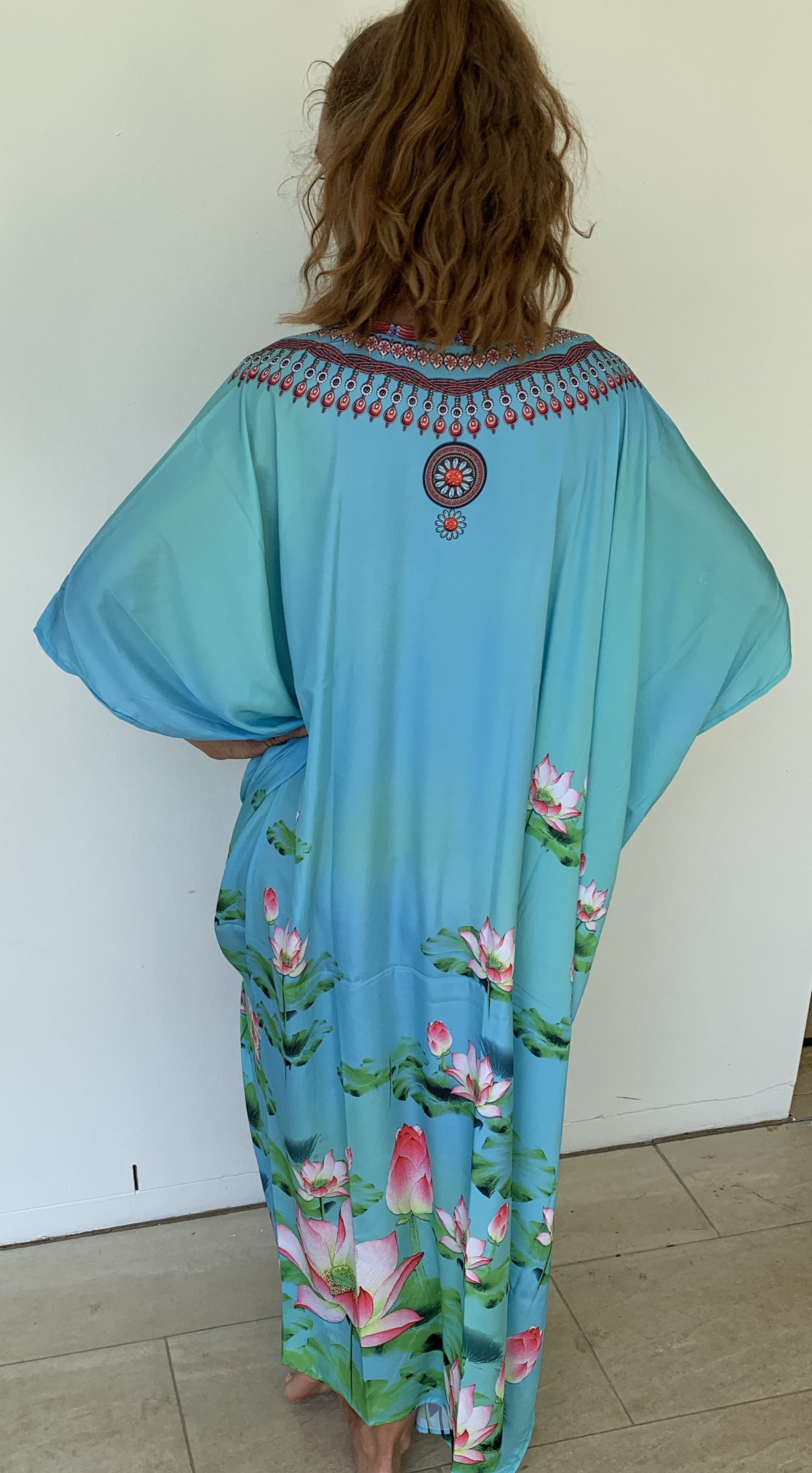 Scandi & Me Oversized Dress/Kaftan with Water Lilly Print Size 12 - 22