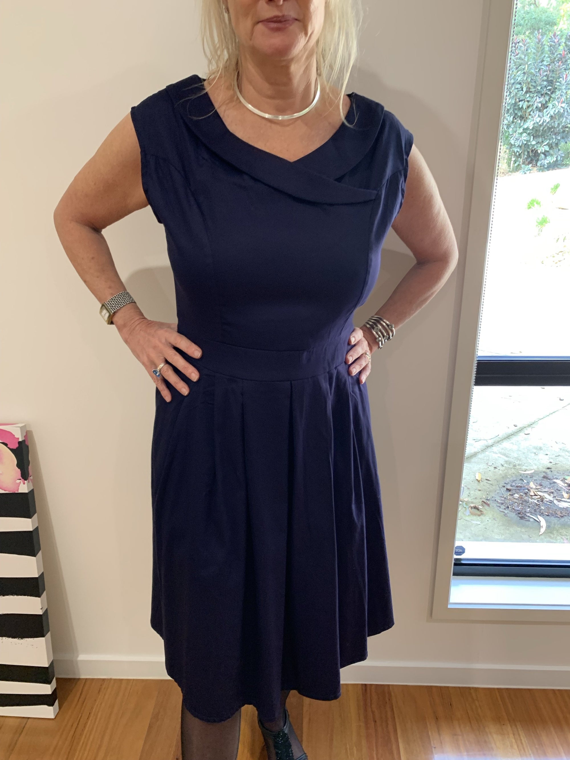 Timeless by Vanessa Tong Classic Navy Vintage/Retro Style Dress