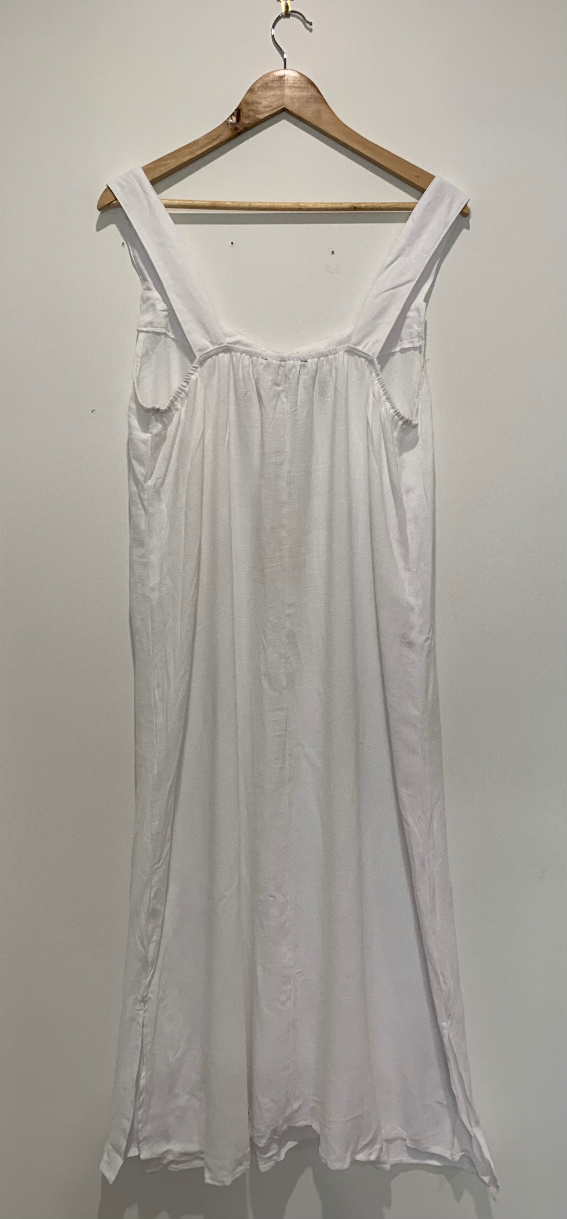 Singlet Style Maxi Dress in Crips White Linen Blend Resort/Beach Wear - Willow Tree