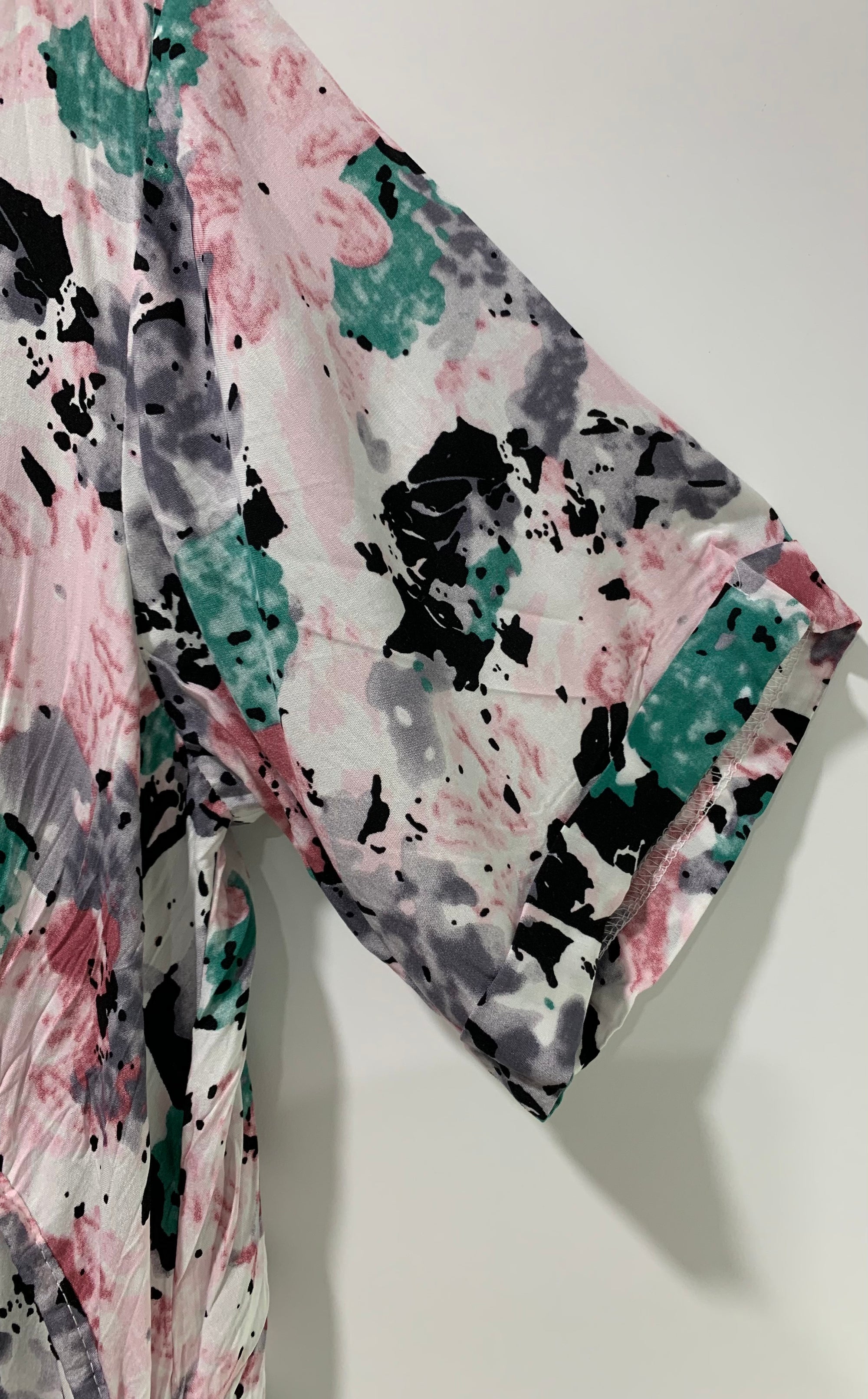 Panel Dress in Beautiful Pink Black White & Green Floral Print - Willow Tree