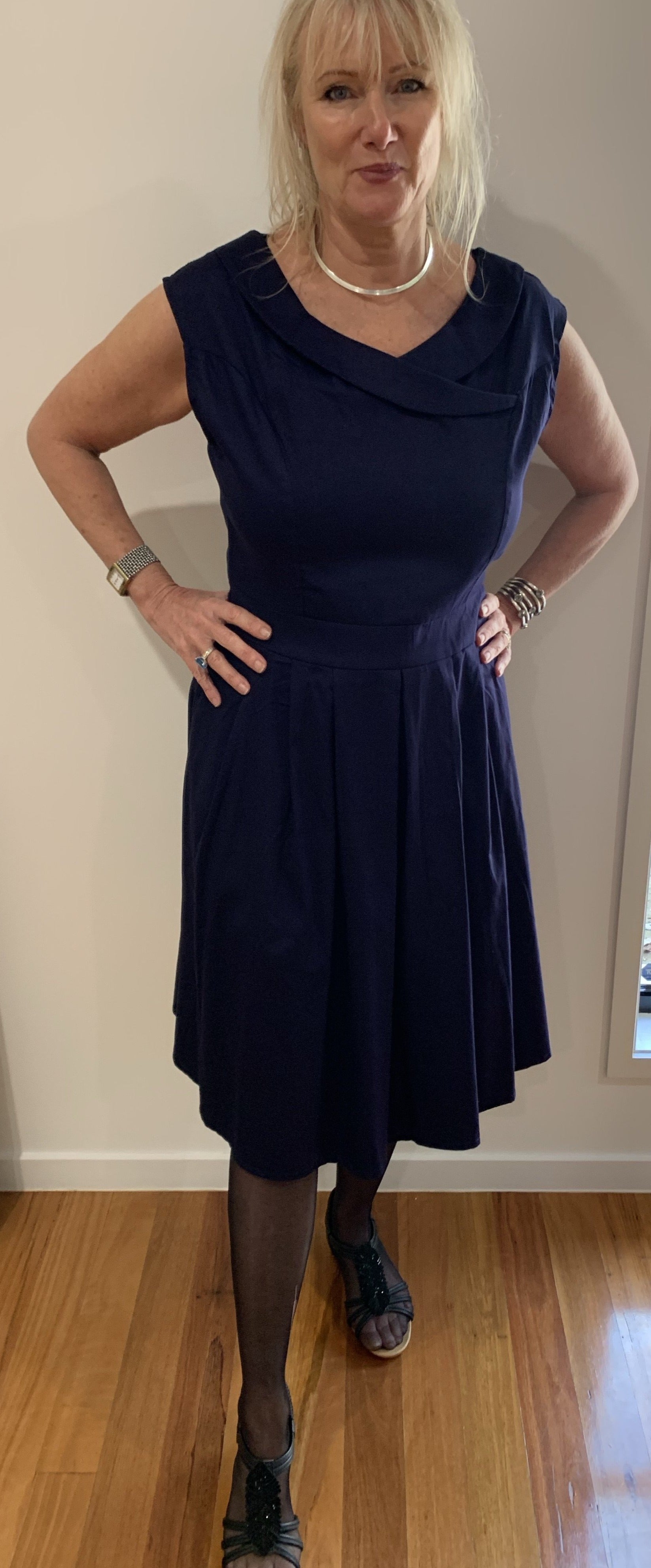 Timeless by Vanessa Tong Classic Navy Vintage/Retro Style Dress